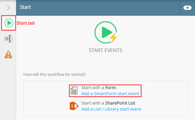 Configure Start Event Link