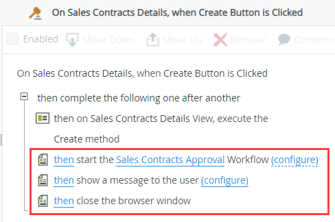 Create Button Clicked Actions