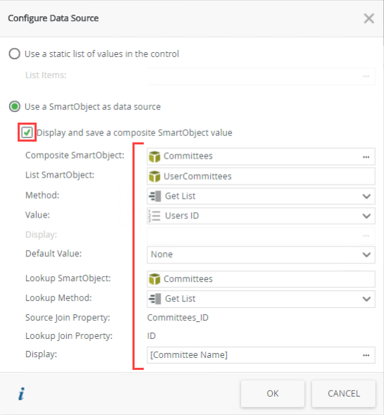 Check Box List Data Settings