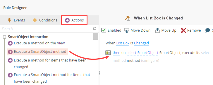 Add Execute a View Control Action