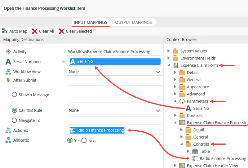 Mapping Worklist Actions