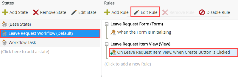 Edit a Rule on a Form