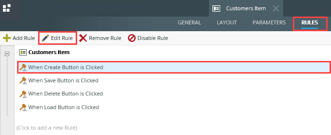 Edit Create Button Clicked Rule