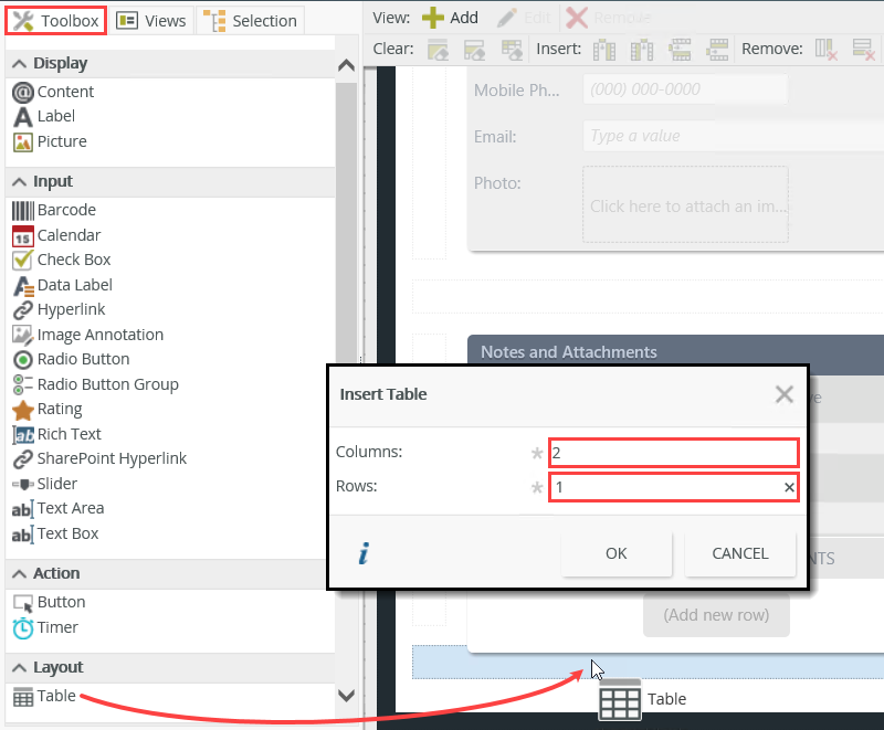 Add a Layout Table