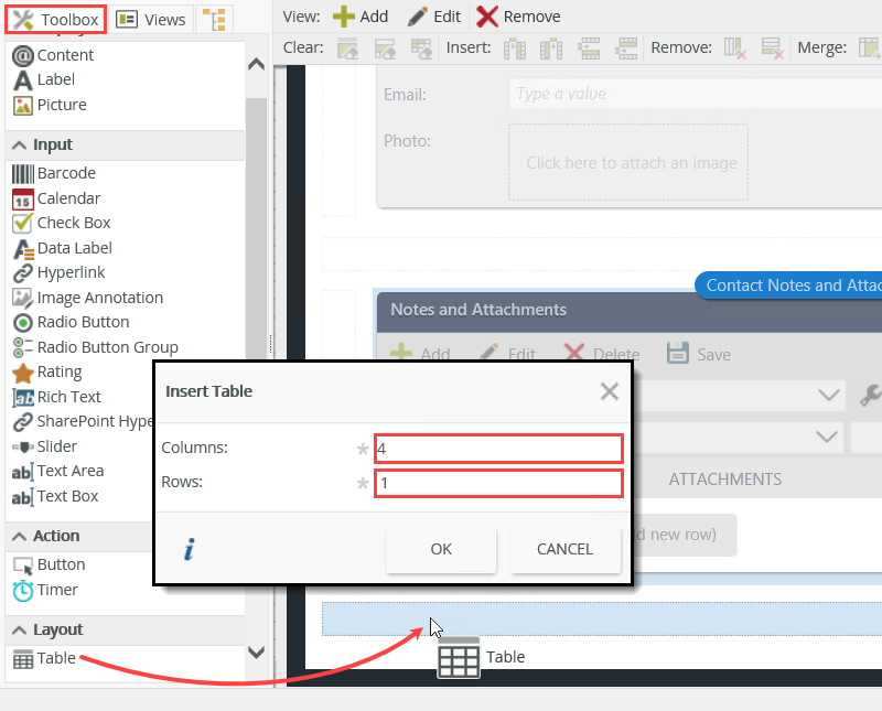 Adding a Layout Table