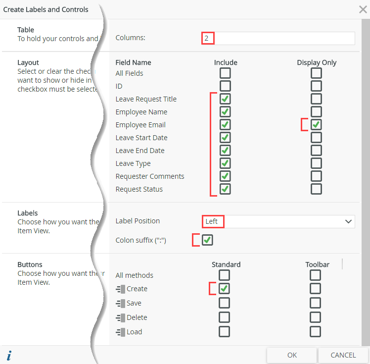 Select Table Controls