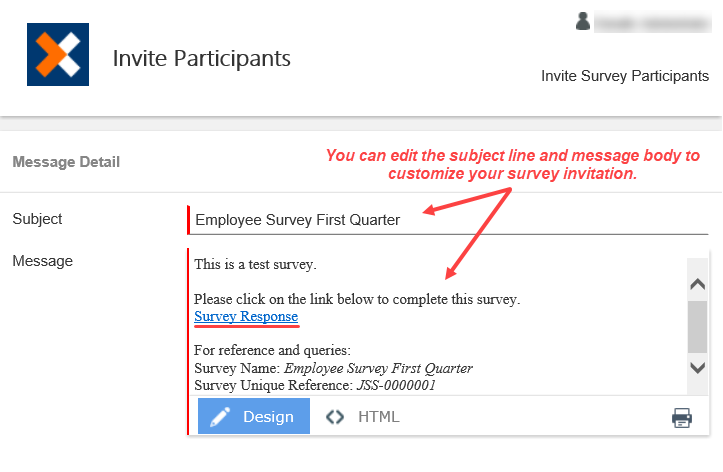 Default Survey Message