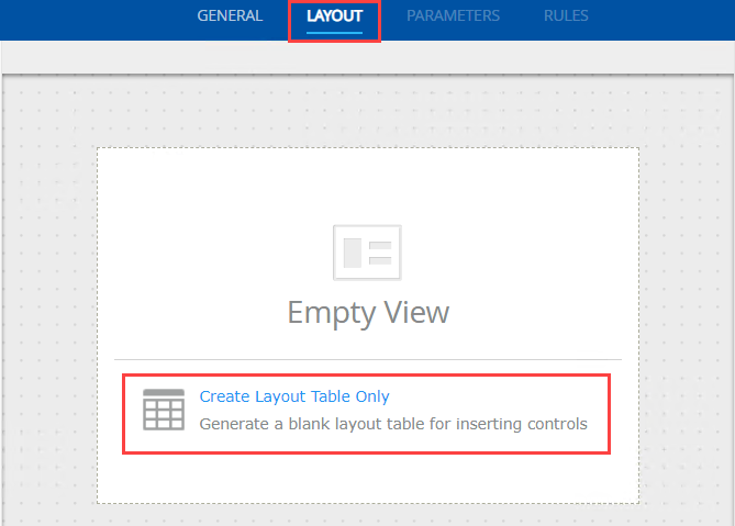 Create Layout Table Only