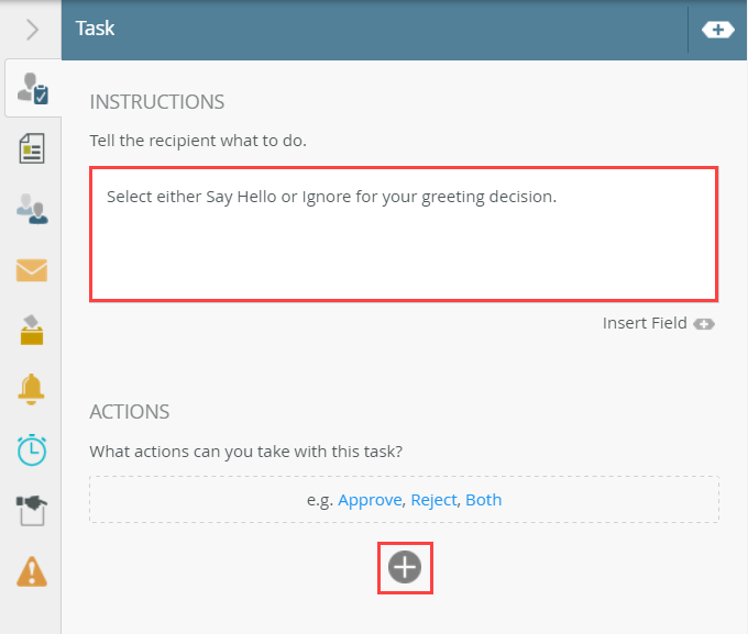 Adding Actions to a Task