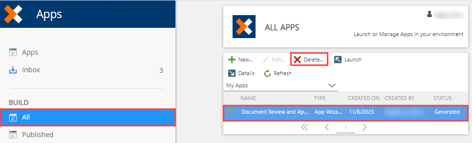 Delete Application
