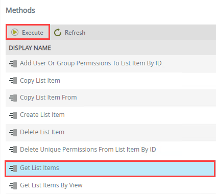 Execute Get List Items Method