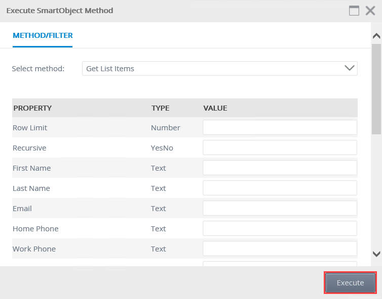 Execute List Items Method