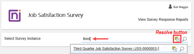 Select Survey Instance