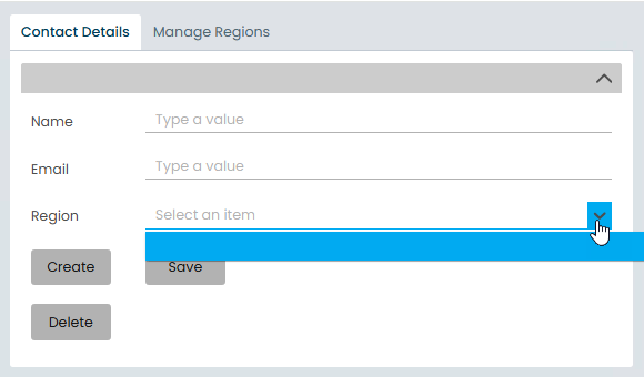No Regions in Drop-Down List