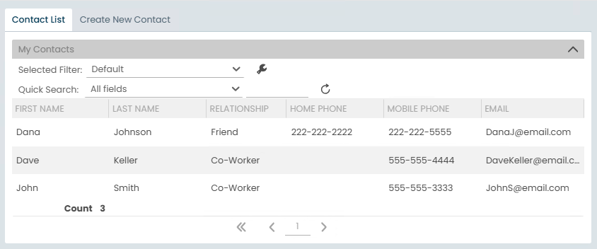 Contact List Form