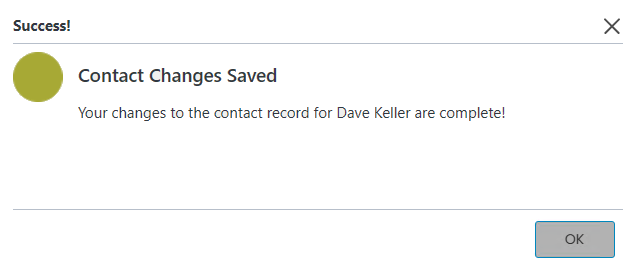 Contact Changes Saved