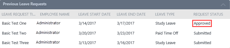 Updated Previous Leave Requests