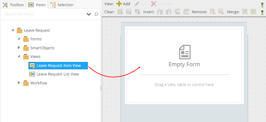 Drag Item View onto Canvas