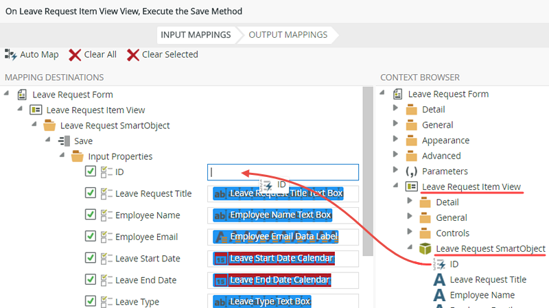 Mapping the SmartObject ID to Input Properties