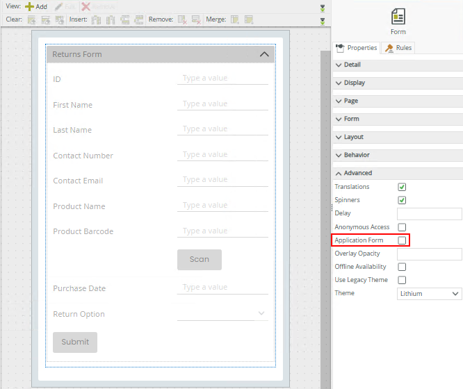 Application Form Setting