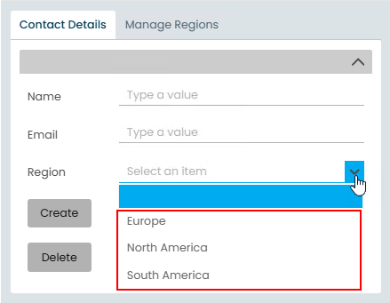 Regions Drop-Down List