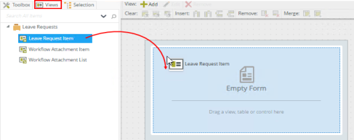 Drag First View onto Canvas