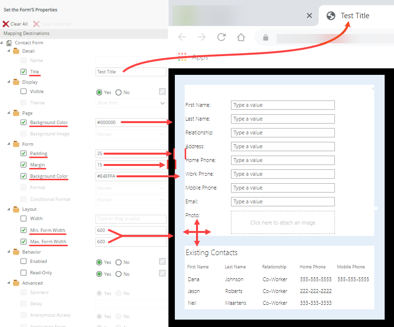 Set the Form's Properties Screen