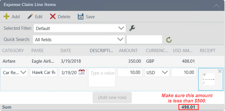 Sum USD Amount