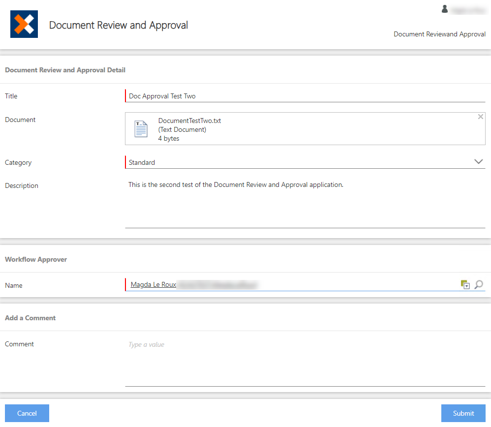 Completed Document Review and Approval Form