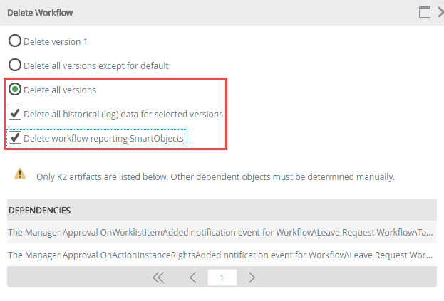 Delete Workflow Options