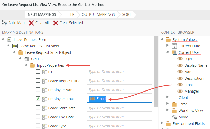Use the Current User Email as the Input Property