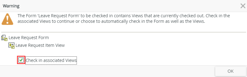 Checking in Associated Views