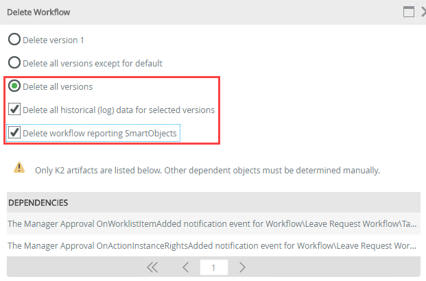 Delete Workflow Options