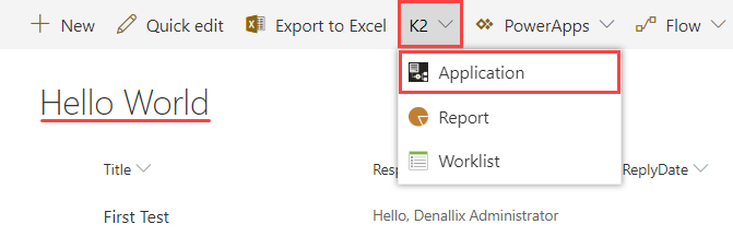 Access the K2 Applications page