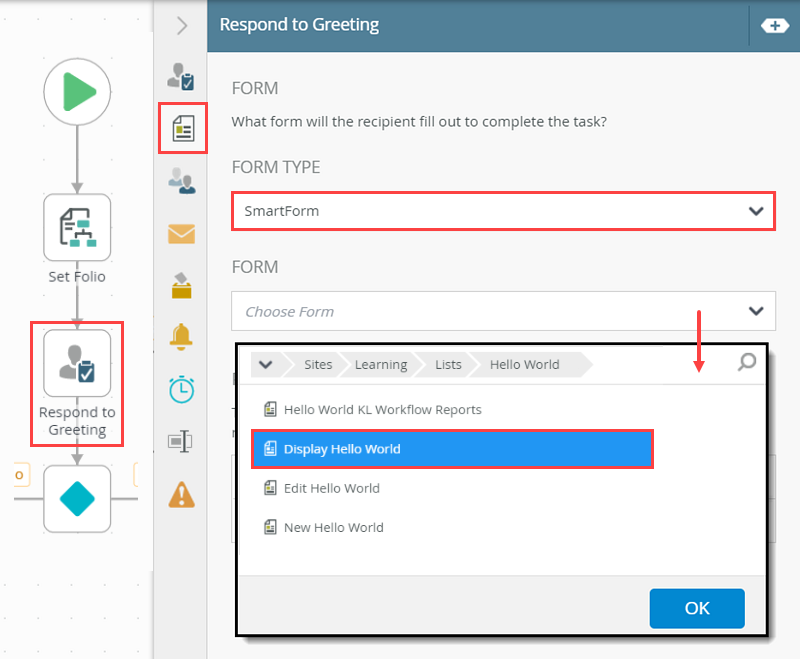 Browsing and Selecting a SmartForm