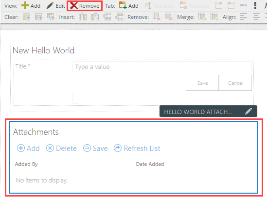 Remove Attachments View