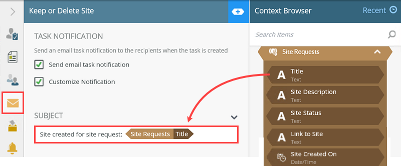Using a SmartObject Reference in an Email Subject Line