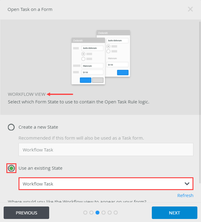 Workflow View Screen for the Task Form Wizard