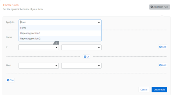 Repeating section in Rules
