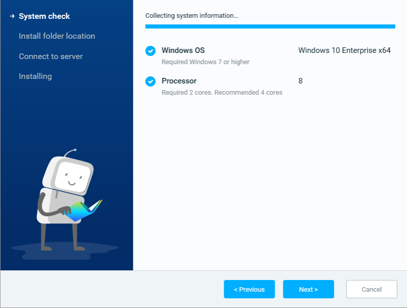 UI Setup Wizard of Discovery Robots