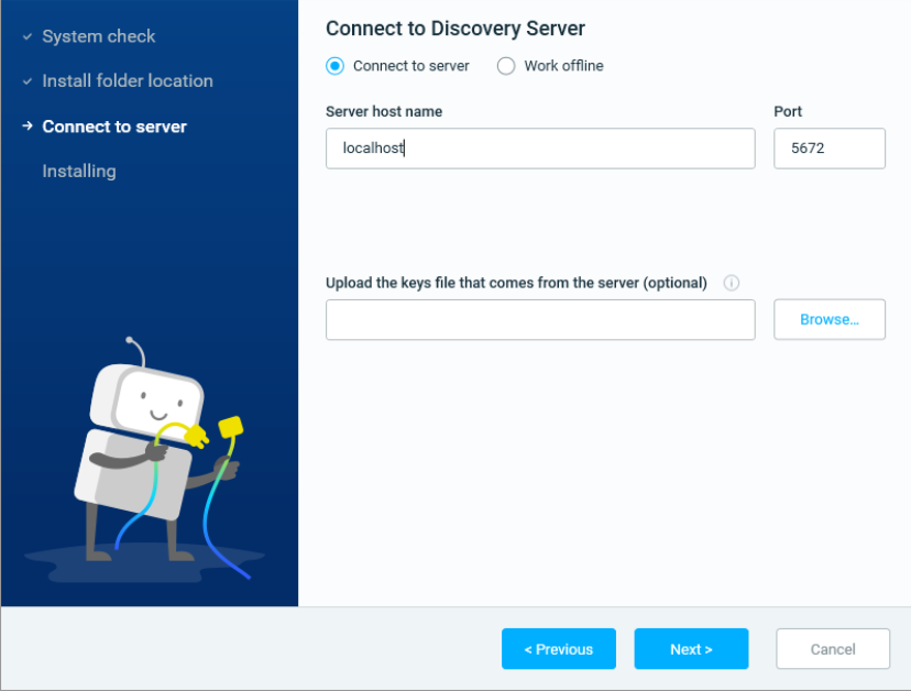 UI Setup Wizard of Discovery Robots