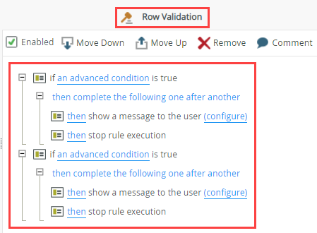 Row Validation Rule