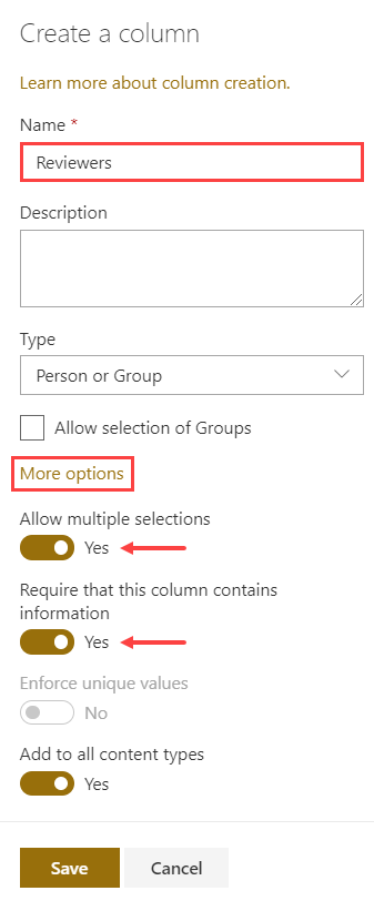 Add Column Details