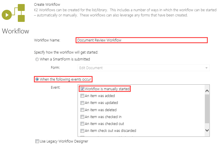 Workflow Manually Started