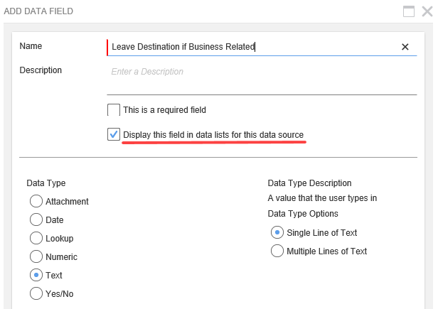 Edit Data Field