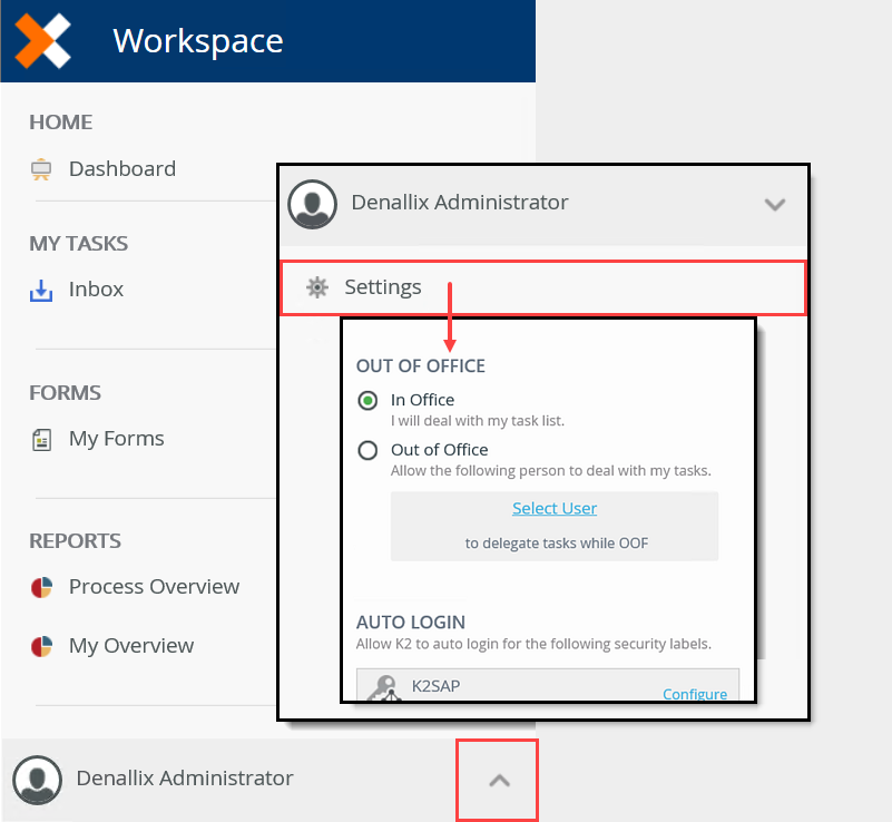 K2 Workspace Settings