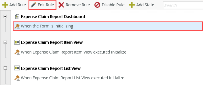 Edit Form Initializing Rule