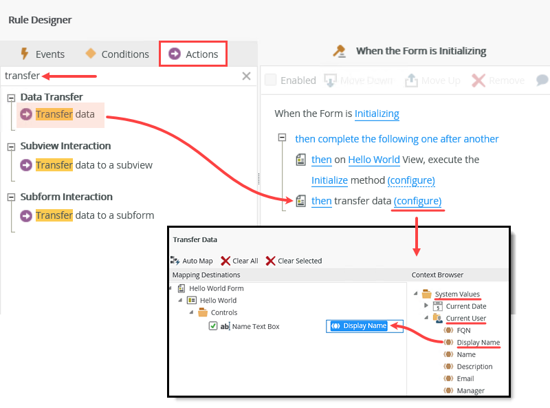 Transfer Data Action