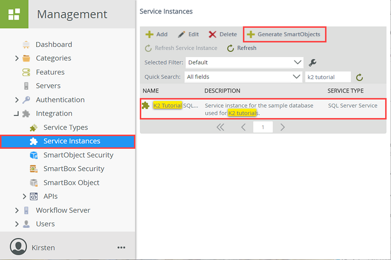 Generate SmartObjects from a Service Instance