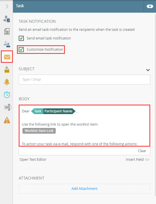 Editing the Task Notification Email